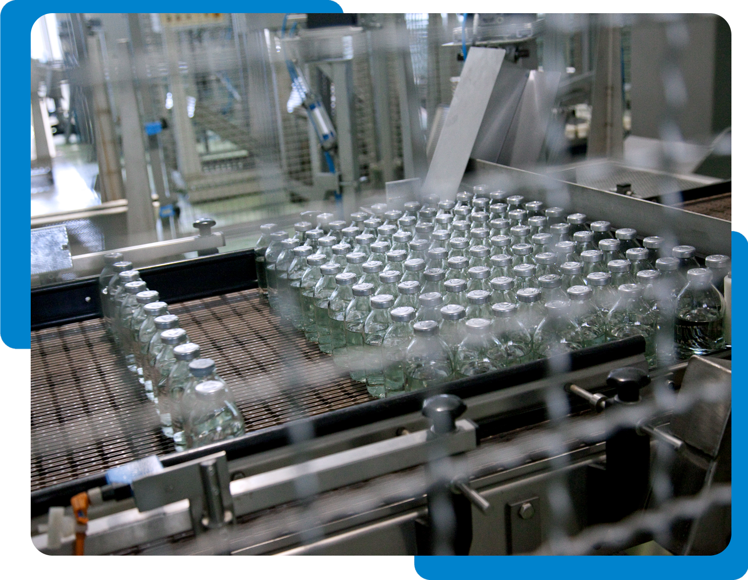 A machine that is in the process of filling bottles.